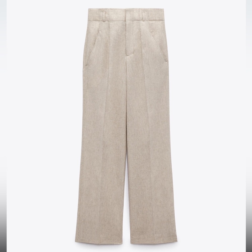 High Waste Linen Pants Straight Leg